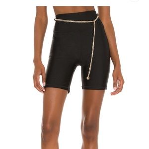 WeWoreWhat Black Biker Shorts with Gold Chain